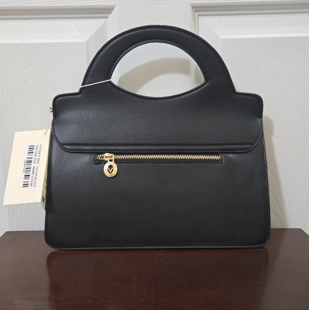 Valentino Orlandi Black Quilted Satchel with Gold Accent - Picture 2 of 12